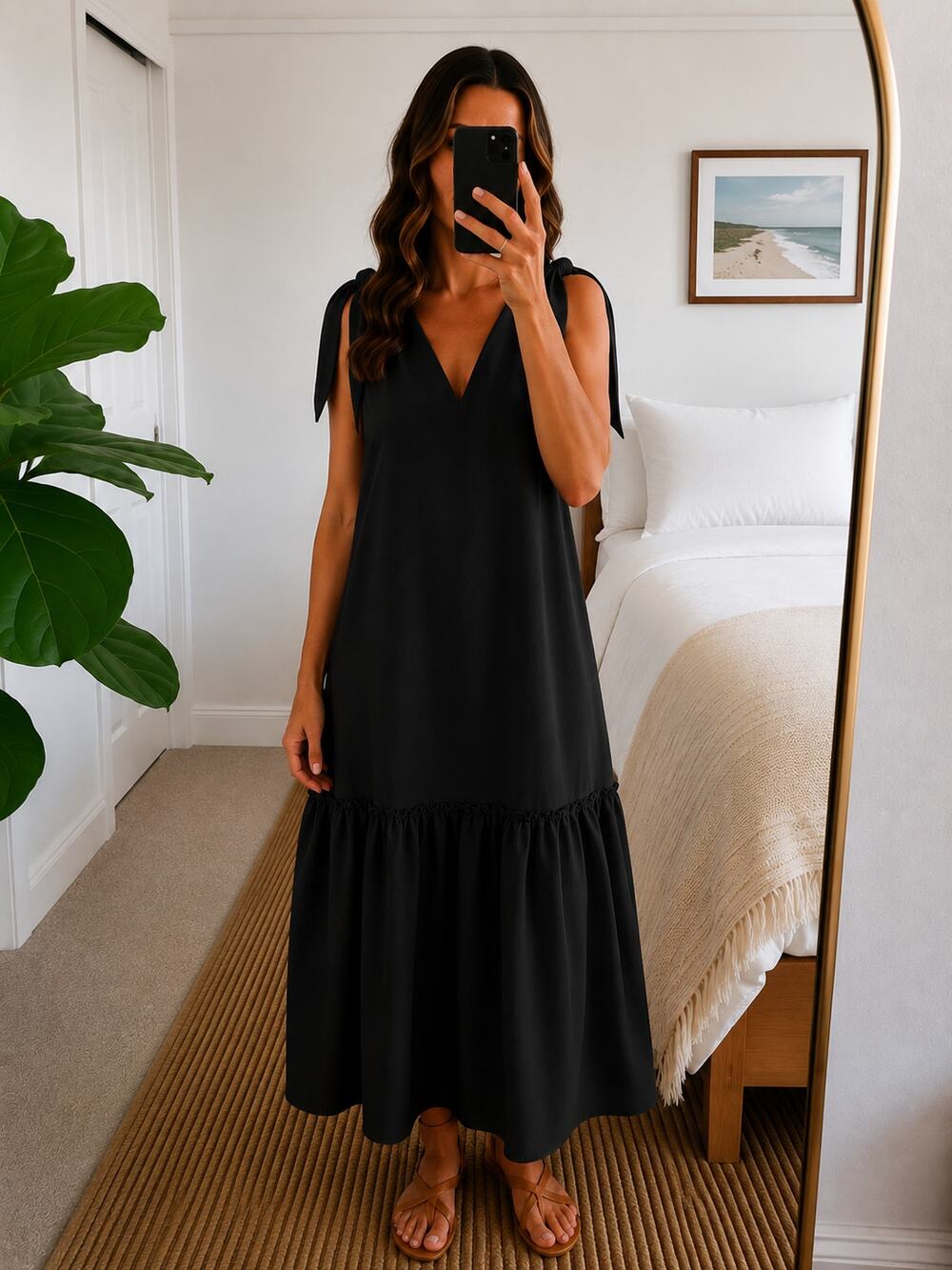 Pearl by Lela Rose Bow Sleeve Long Dress Sz 4